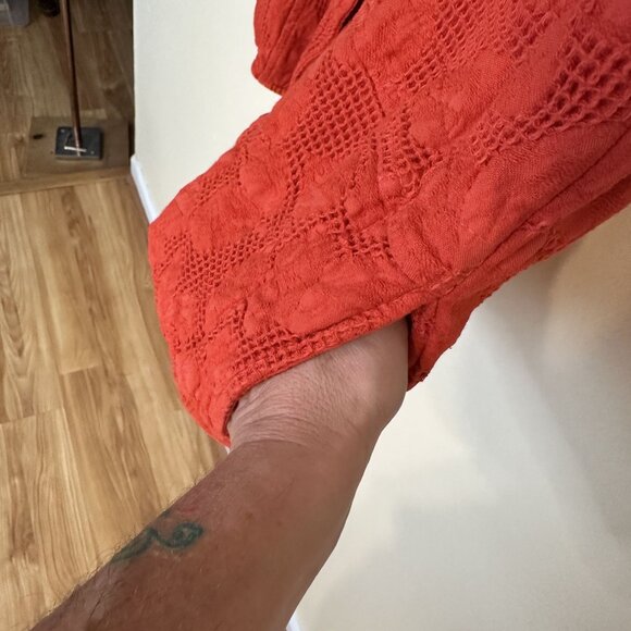 Handmade Eucalyptus Womens Sleeveless Orange Coral Vest Small Cotton Layering - Picture 7 of 8